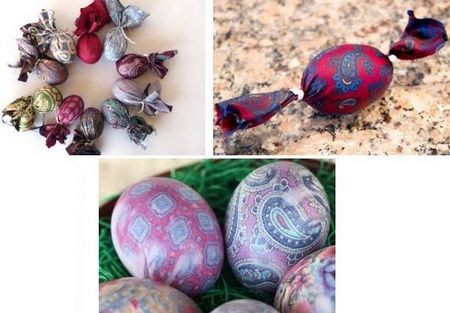 Красим яйца оригинальным способом к Пасхе - окраска яиц с помощью шелка