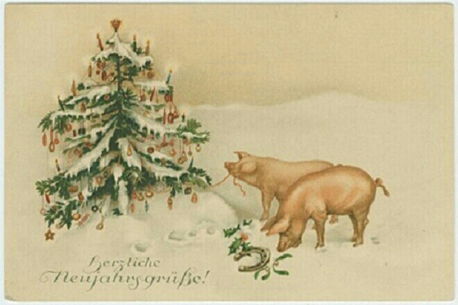 С Новым годом 2019 Свиньи ! Старые открытки с Новым годом: прикольные, старинные, советские