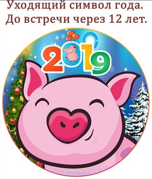 Оригинальная картинка: Уходящий символ года. Свинья 2019. До встречи через 12 лет!