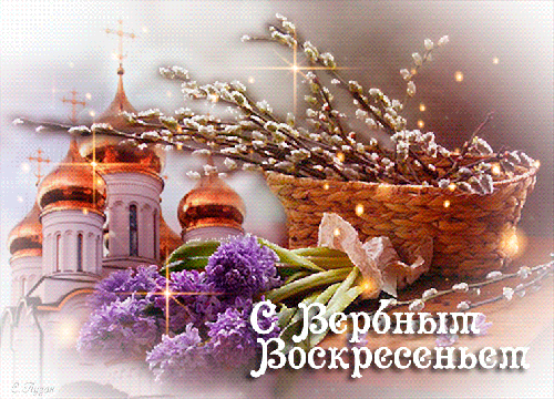 Гифка с Вербным воскресеньем. Интересные анимированные открытки к церковному православному празднику Вербного воскресенья