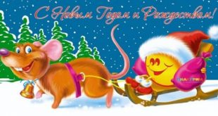С Новым годом и Рождеством! Год Крысы открытки