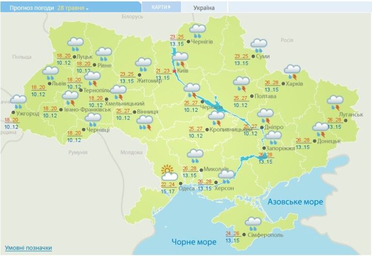 Карта осадков онлайн в реальном времени украина