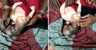ФОТО, ВИДЕО: В Индии родился младенец с тремя головами. Местные жители посчитали его божеством и устроили паломничество